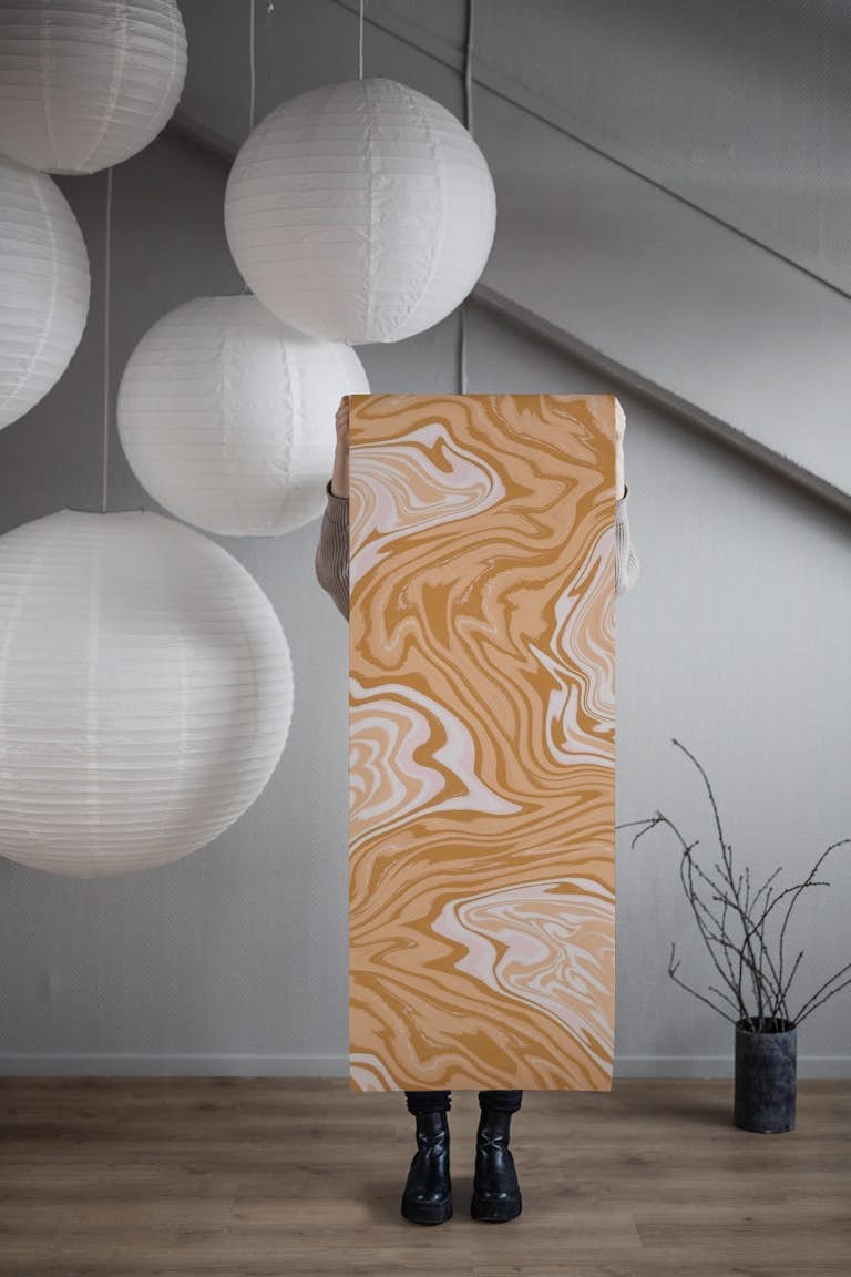 Coffee and Cream Swirls wallpaper roll
