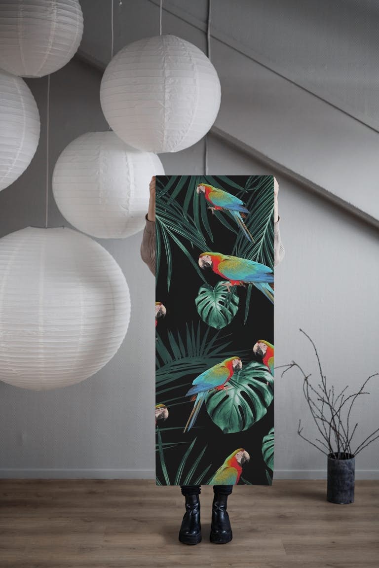 Parrots Jungle Night 2 wallpaper roll