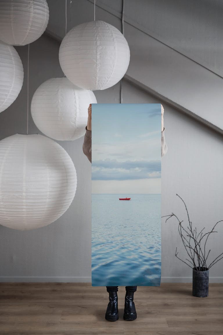 Minimal Boat Afloat wallpaper roll