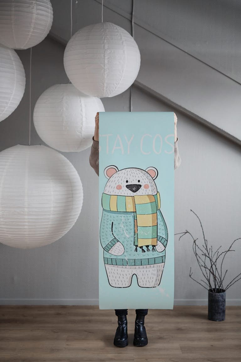 Polar Bear - Stay Cosy wallpaper roll