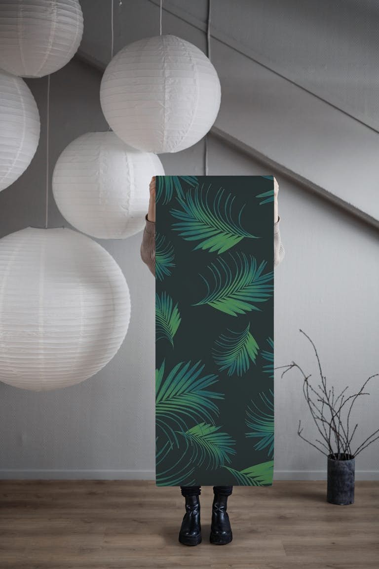 Tropical Night Palms Pattern 1 wallpaper roll