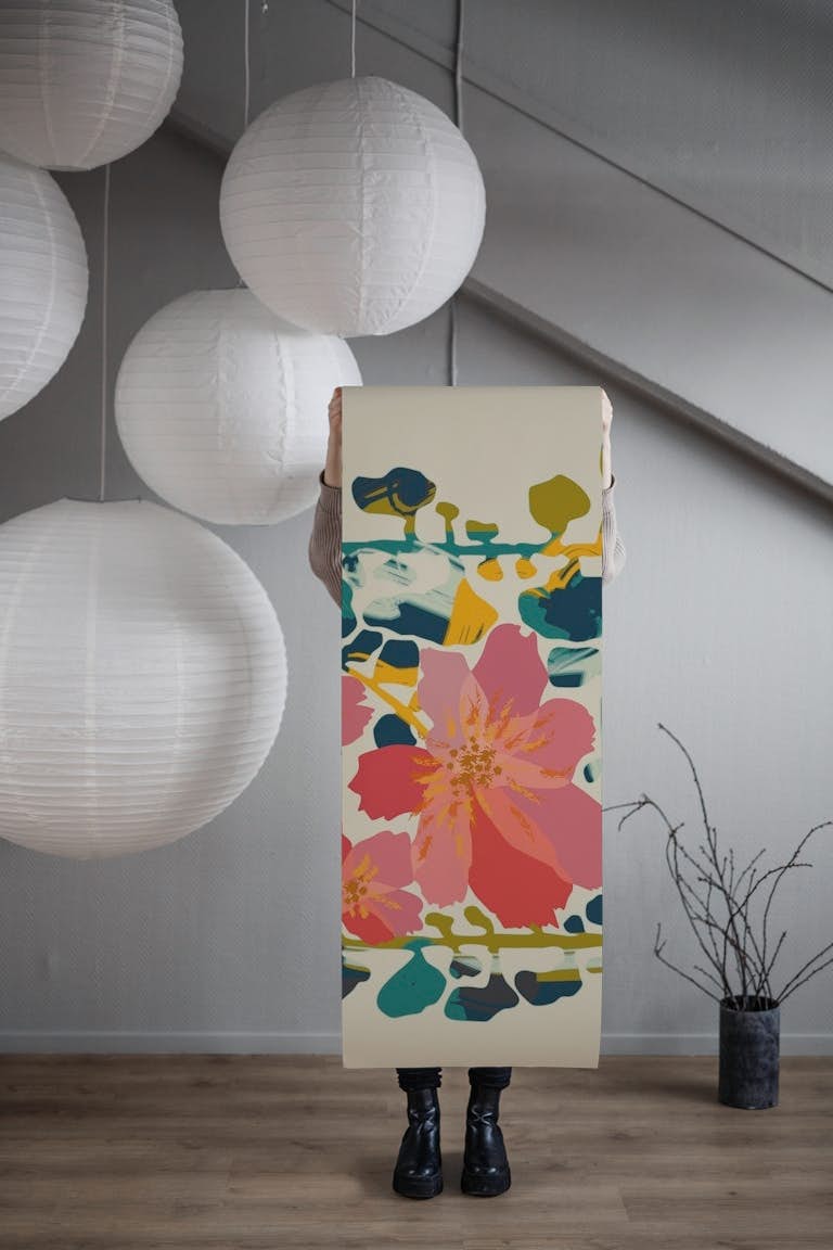 Colorful orchid flower behang roll