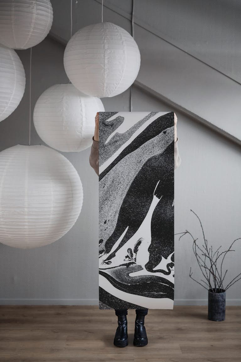 Monochrome marble behang roll