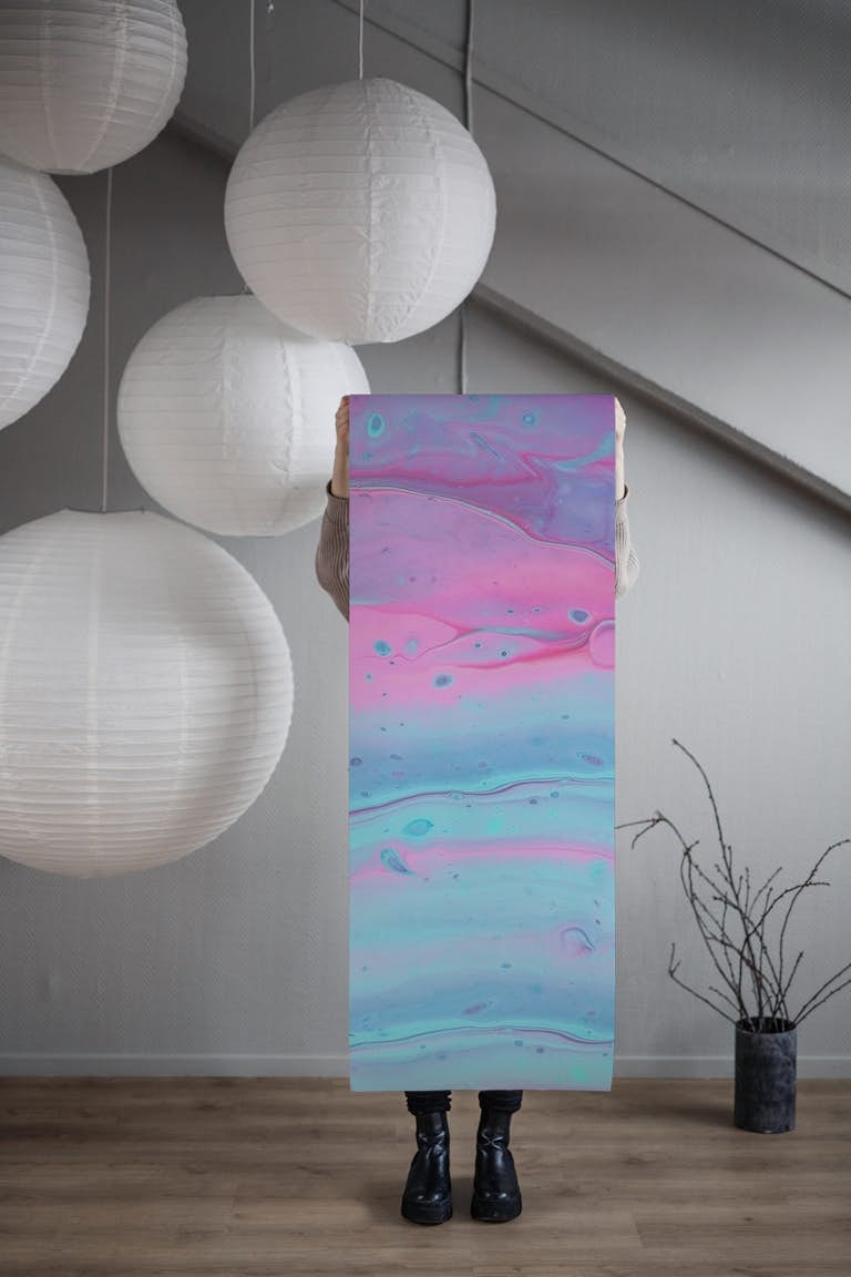 Vibrant liquid marble tapete roll