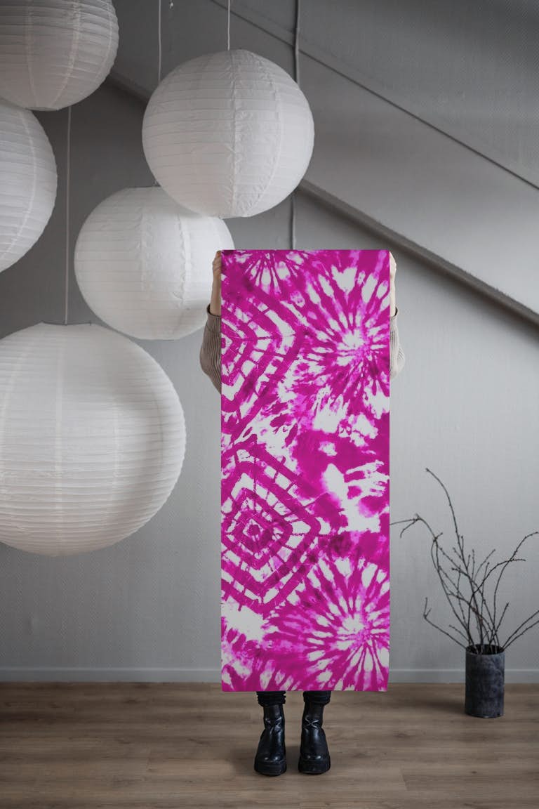Pretty Pink Tie Dye wallpaper roll