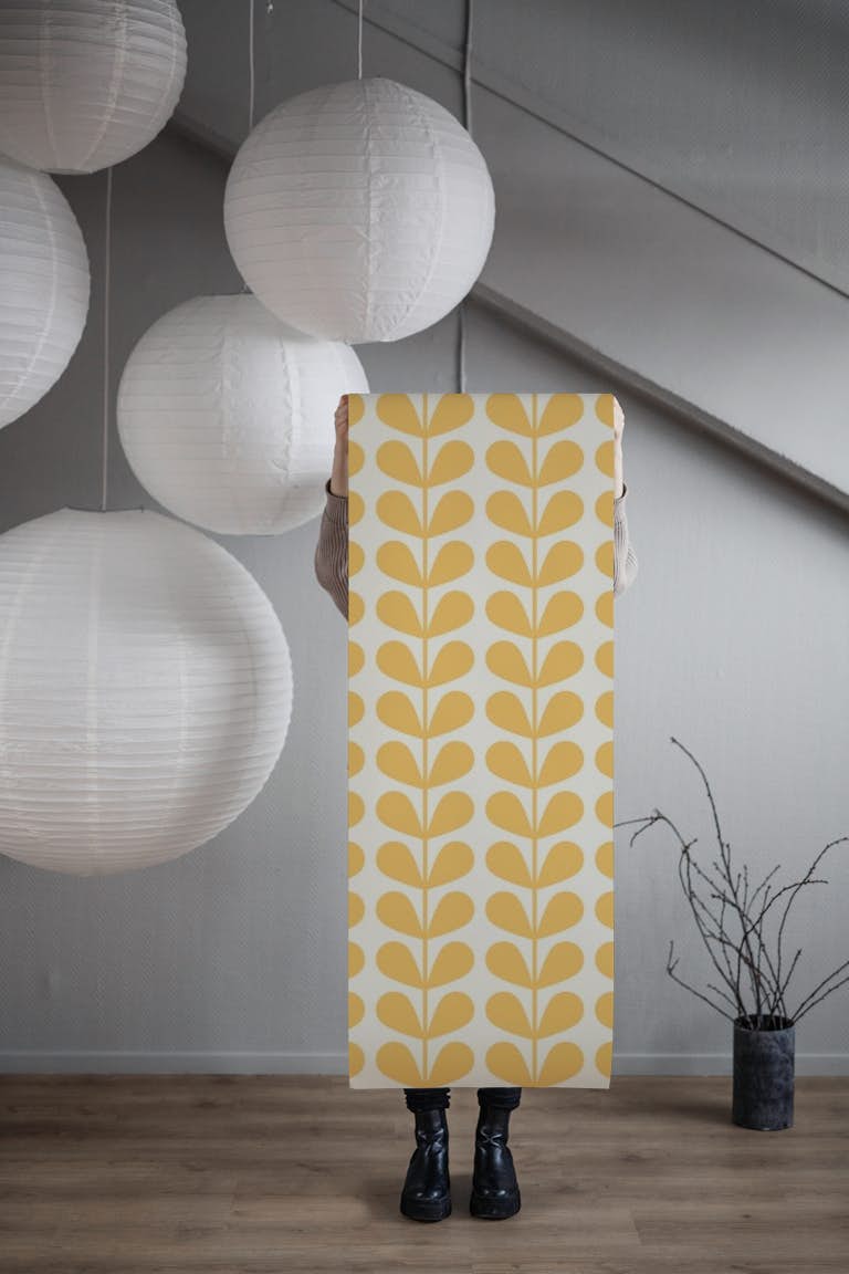 Yellow Mid Century Leaves ταπετσαρία roll