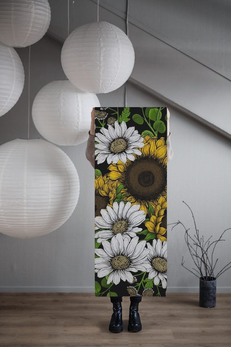 Sunflowers and daisies 2 behang roll