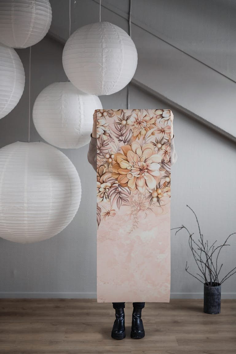 Flowers textured behang roll