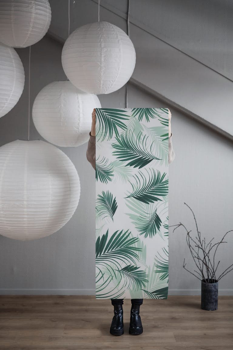 Tropical Green Palms Pattern 1 wallpaper roll