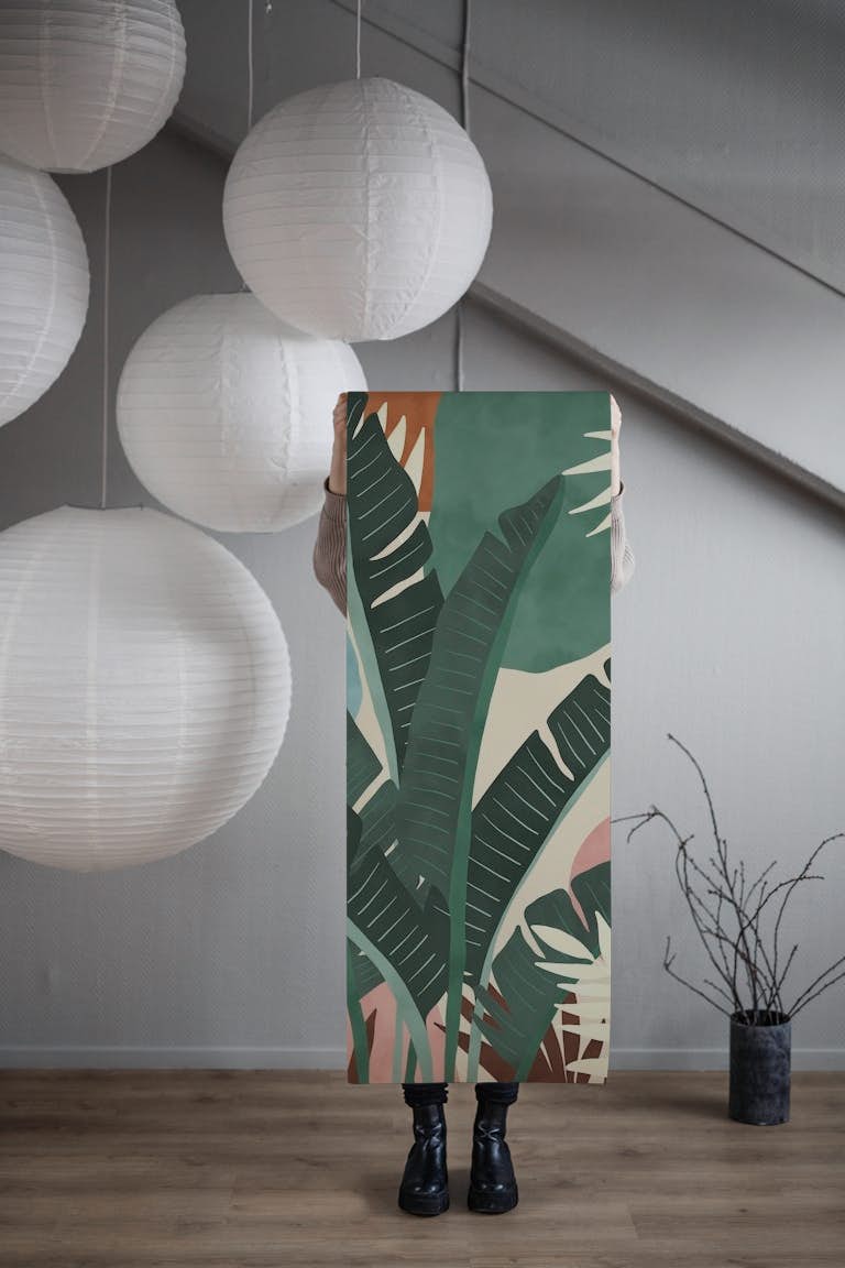 Modern jungle shapes papel pintado roll
