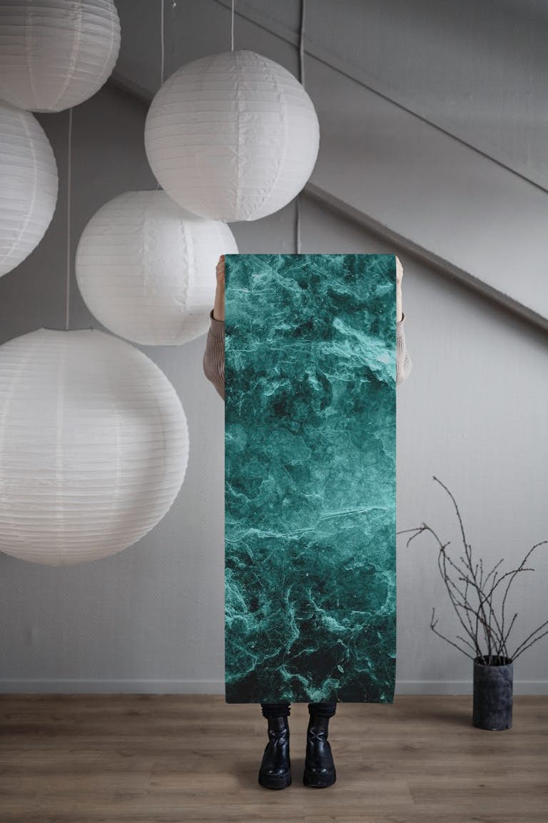 Enigmatic Deep Green Marble 1 papel de parede roll