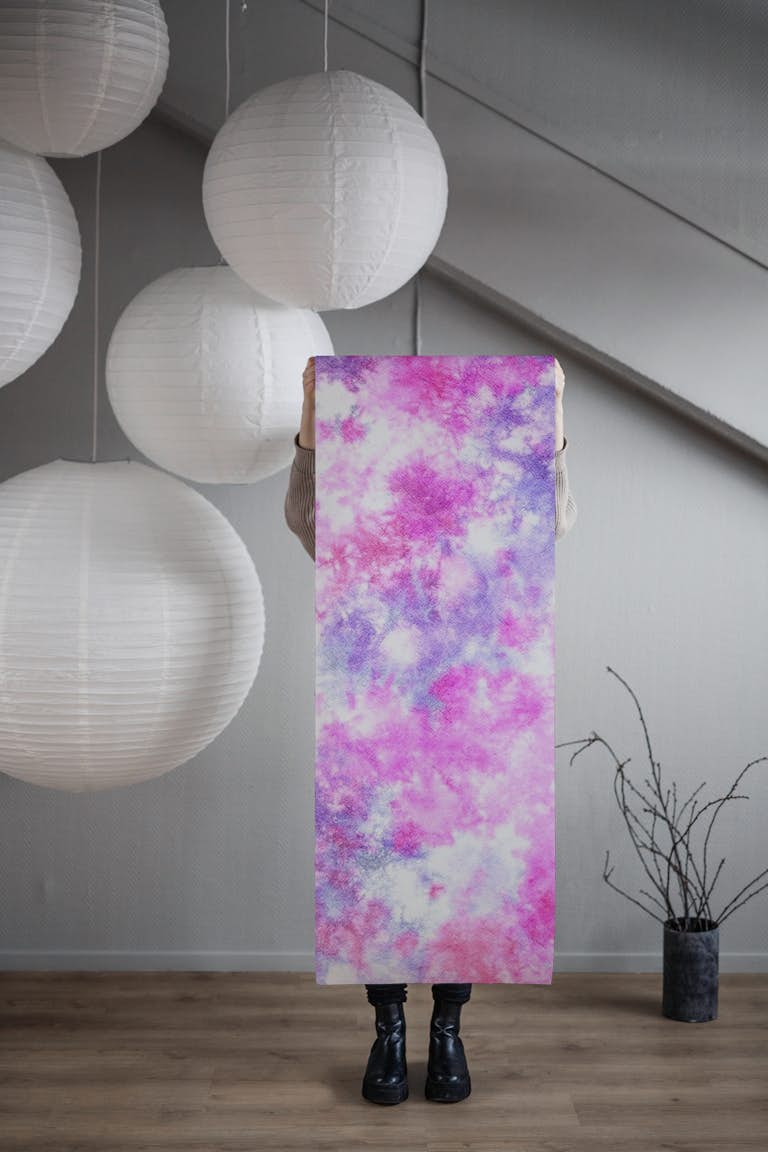Purple pink tie dye papel de parede roll