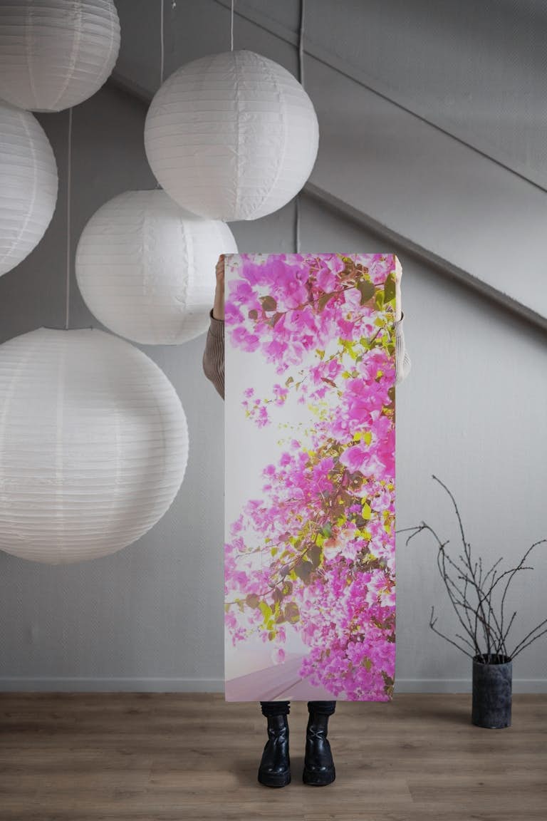 Santorini Pink Flower Dream 1 wallpaper roll