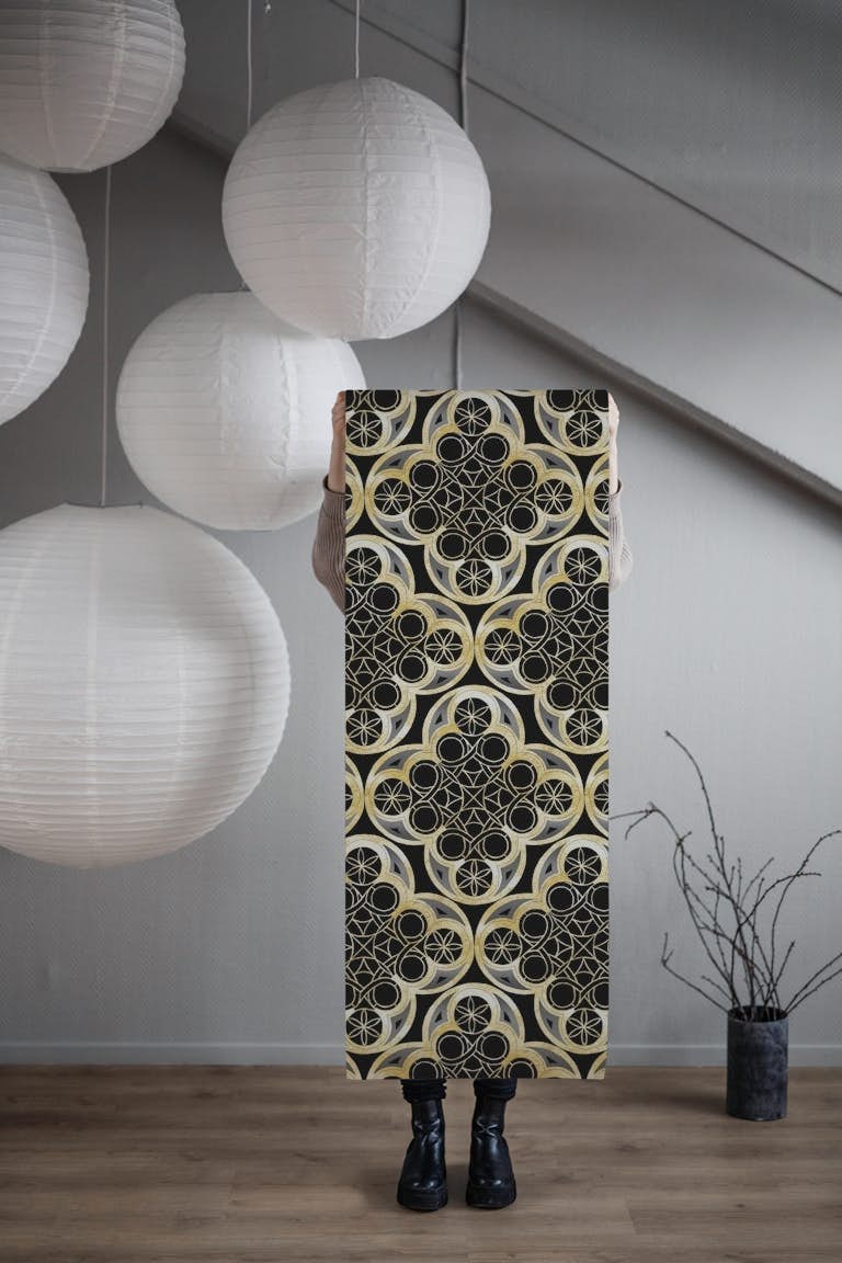 Golden Moroccan Tile Glam 1 papiers peint roll