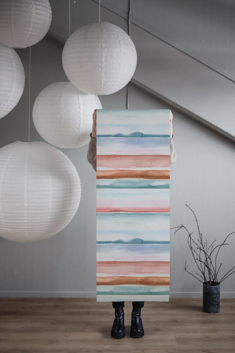 Relaxing Watercolor Stripes papel de parede roll