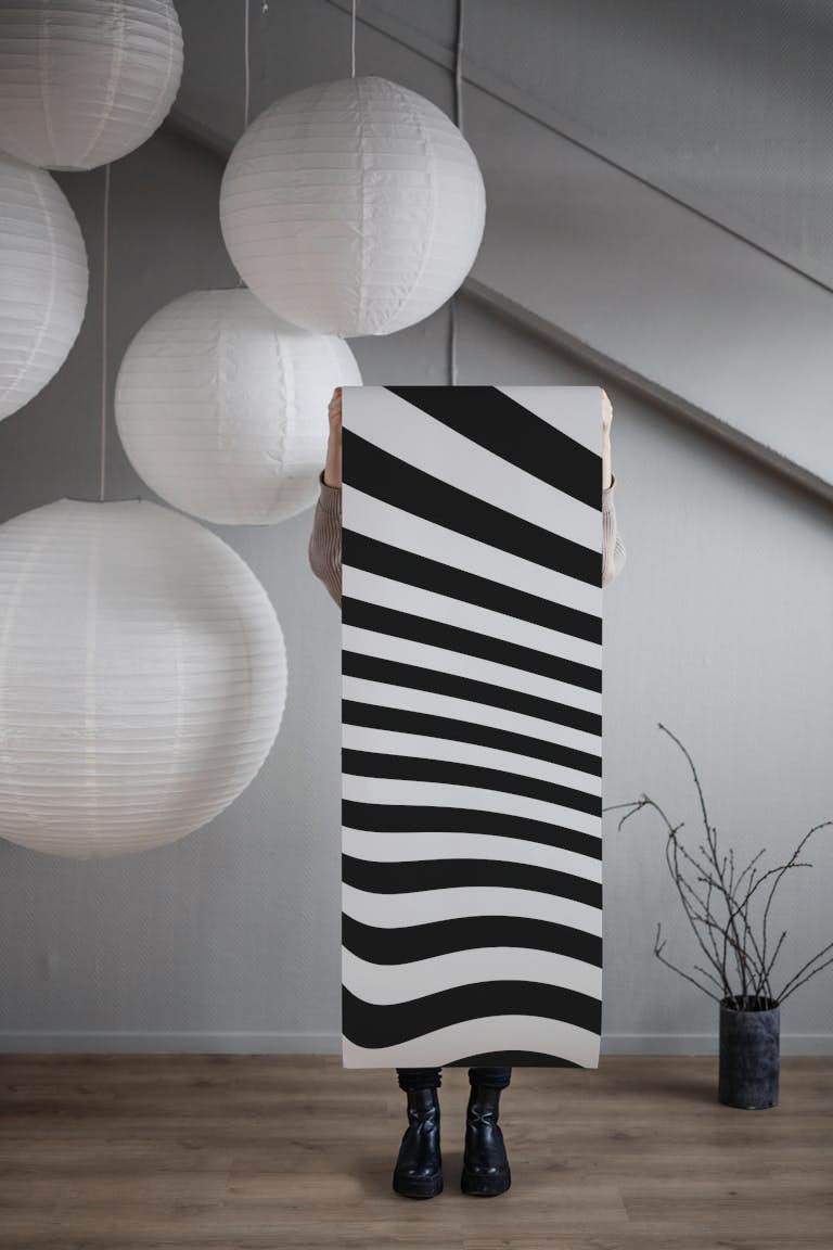 Op Art Retro Black And White behang roll