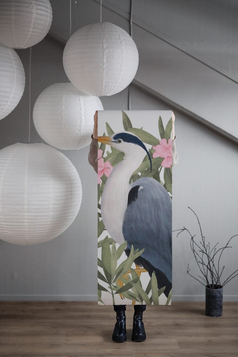 Gray heron behang roll