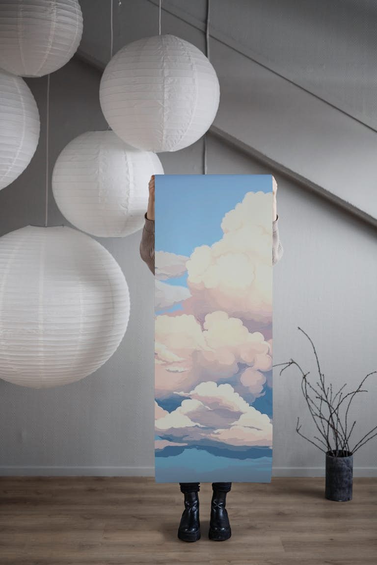 Clouds on blue sky wallpaper roll