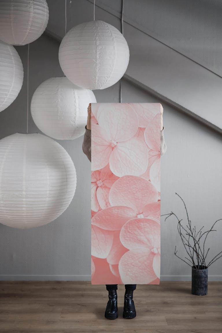 Pink pastel floral wallpaper roll