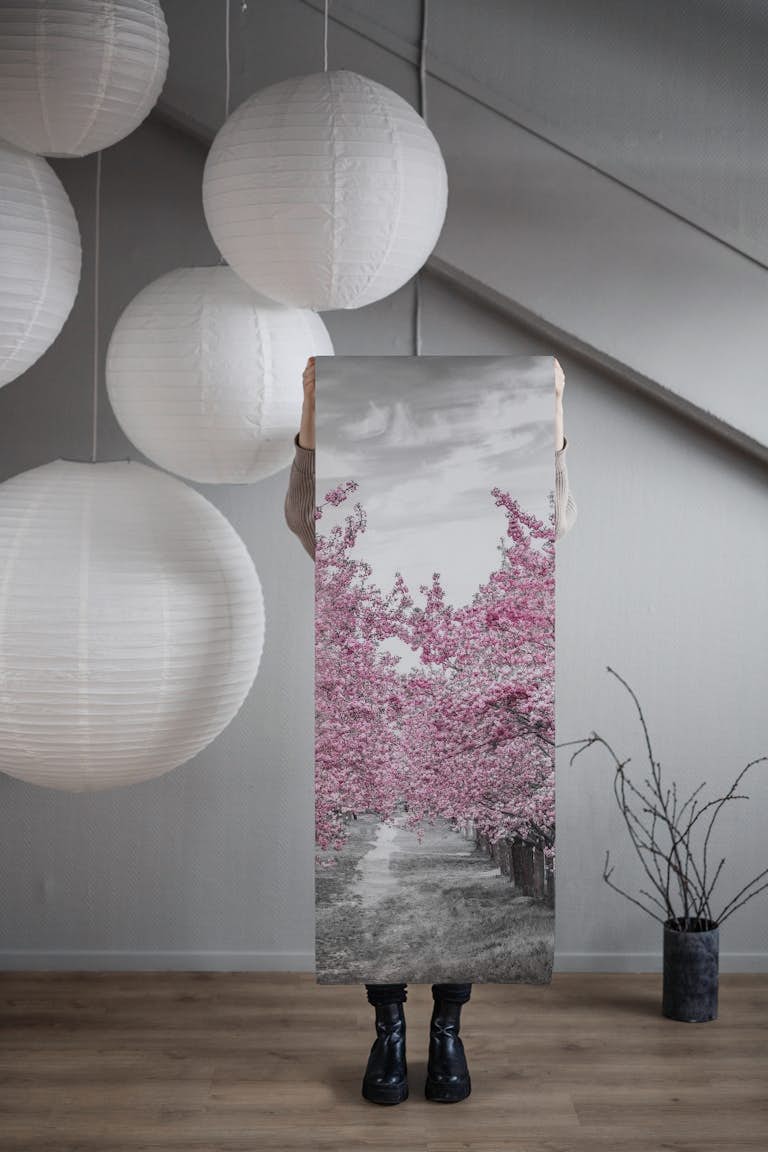 Charming cherry blossom alley tapet roll