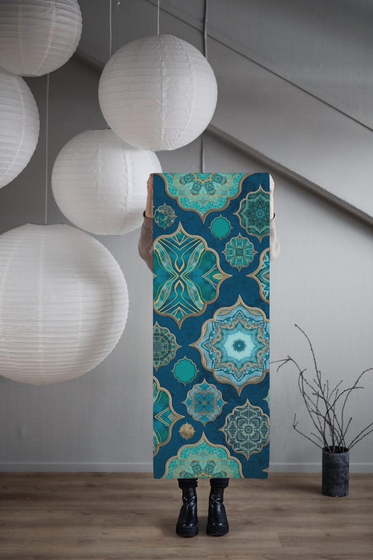 Moroccan Tiles Teal Luxury 2 wallpaper roll
