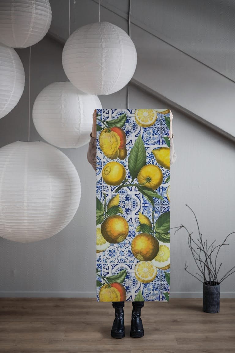 Mediterranean Lemon Tiles wallpaper roll
