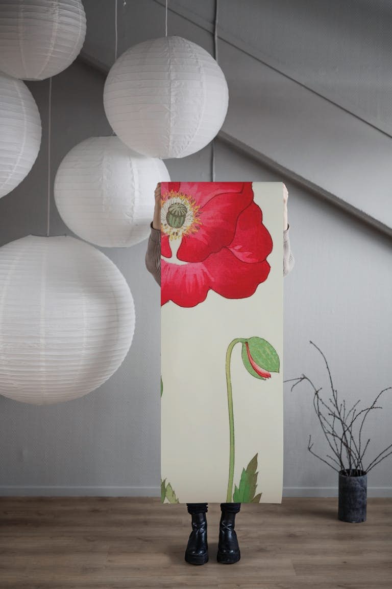 Vintage Poppies Floral papel pintado roll