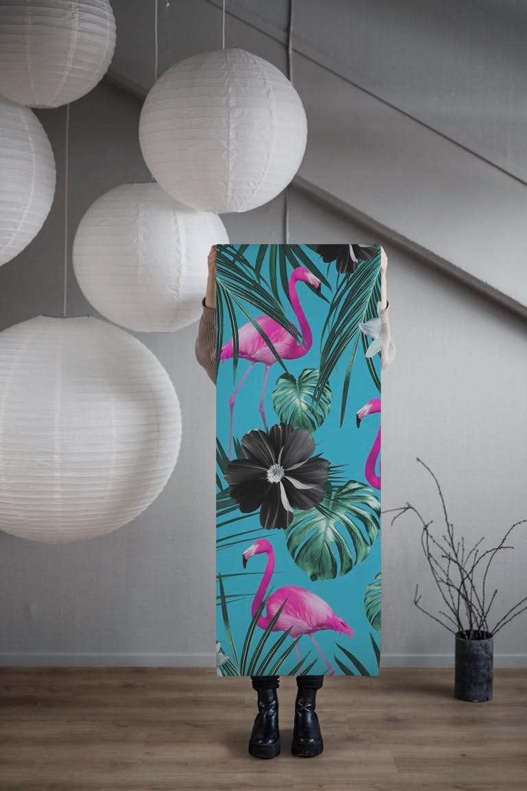 Tropical Flamingo Jungle 1 wallpaper roll