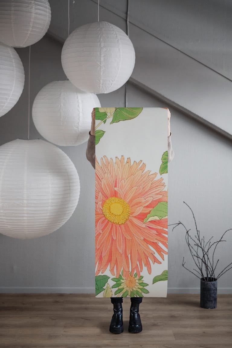 Asian Dhalia Floral papiers peint roll