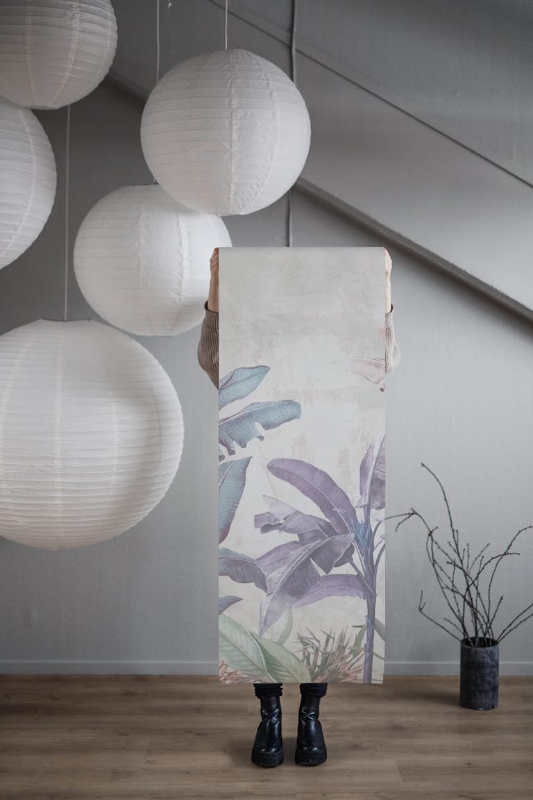 Soft botanical art wallpaper roll