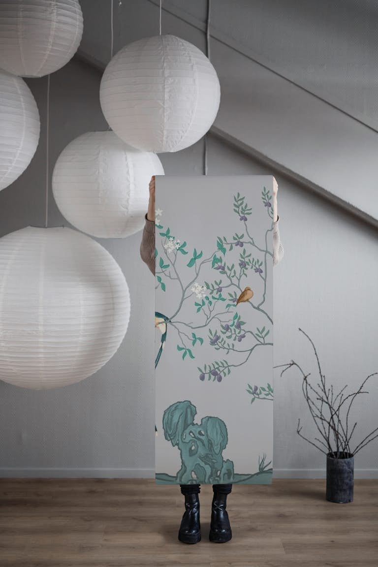 Chinoiserie vintage floral papel de parede roll