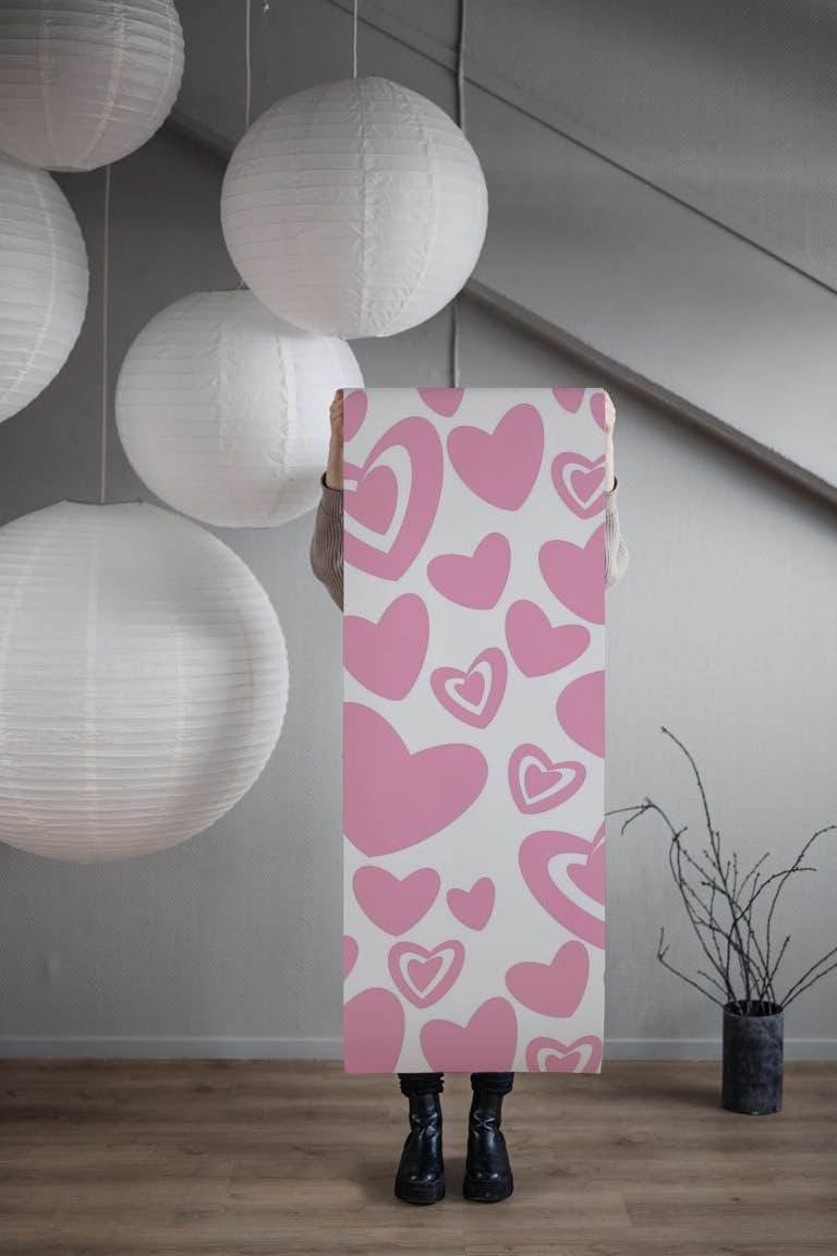 Pink Hearts Pattern 1 wallpaper roll