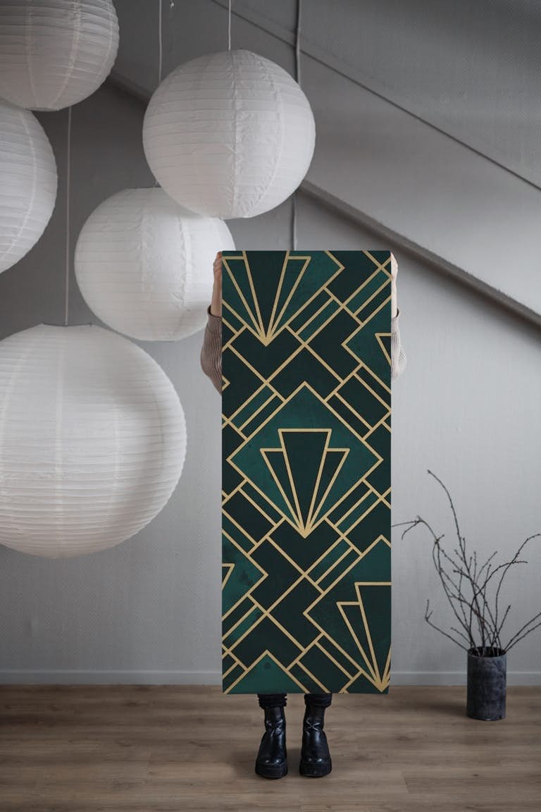 Emerald Art Deco Mosaic tapet roll