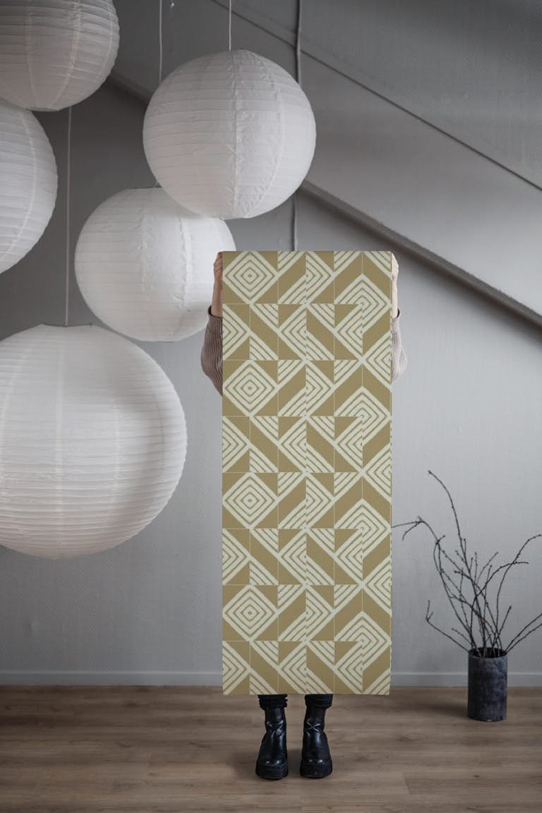 Rustic Nettle Mixed Tiles wallpaper roll
