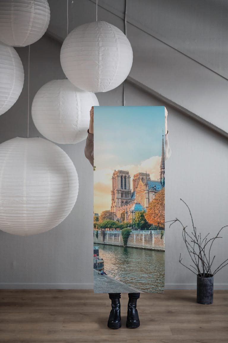 Notre-Dame sunset wallpaper roll