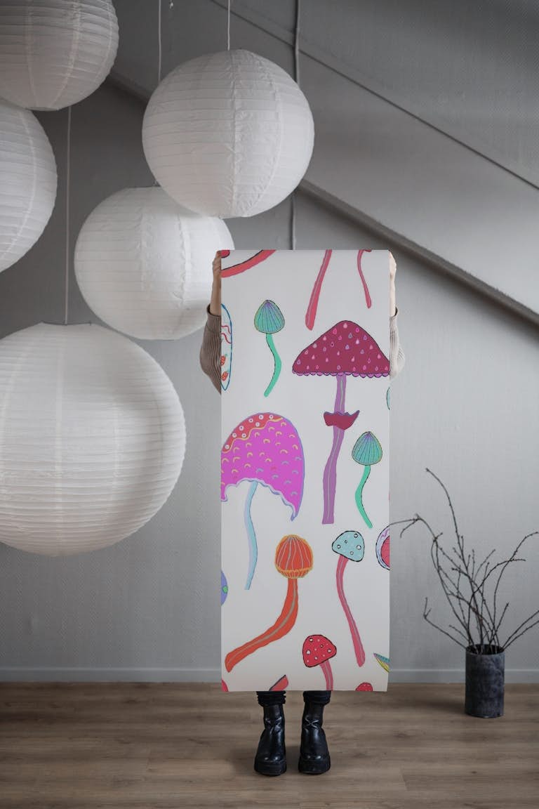 Magical mushrooms wallpaper roll