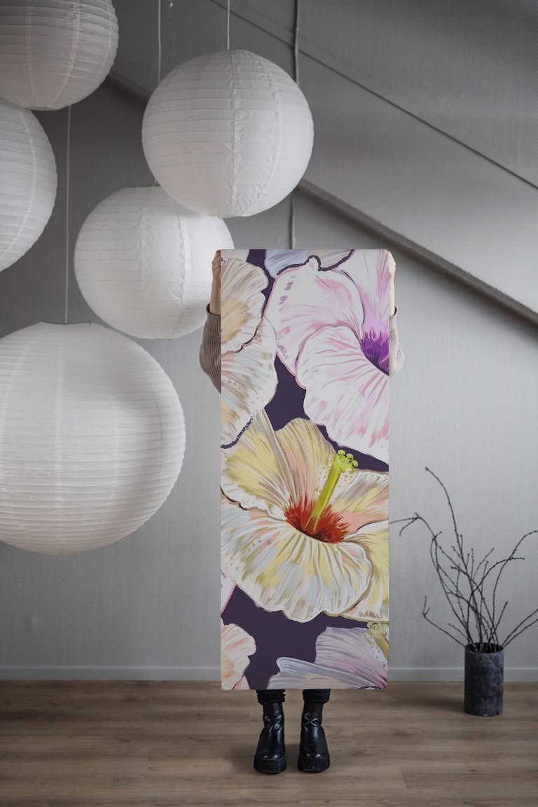 Pastel Hibiscus papel de parede roll