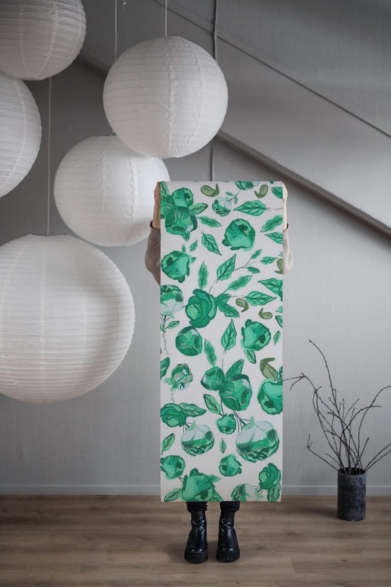Heirloom Florals Green wallpaper roll