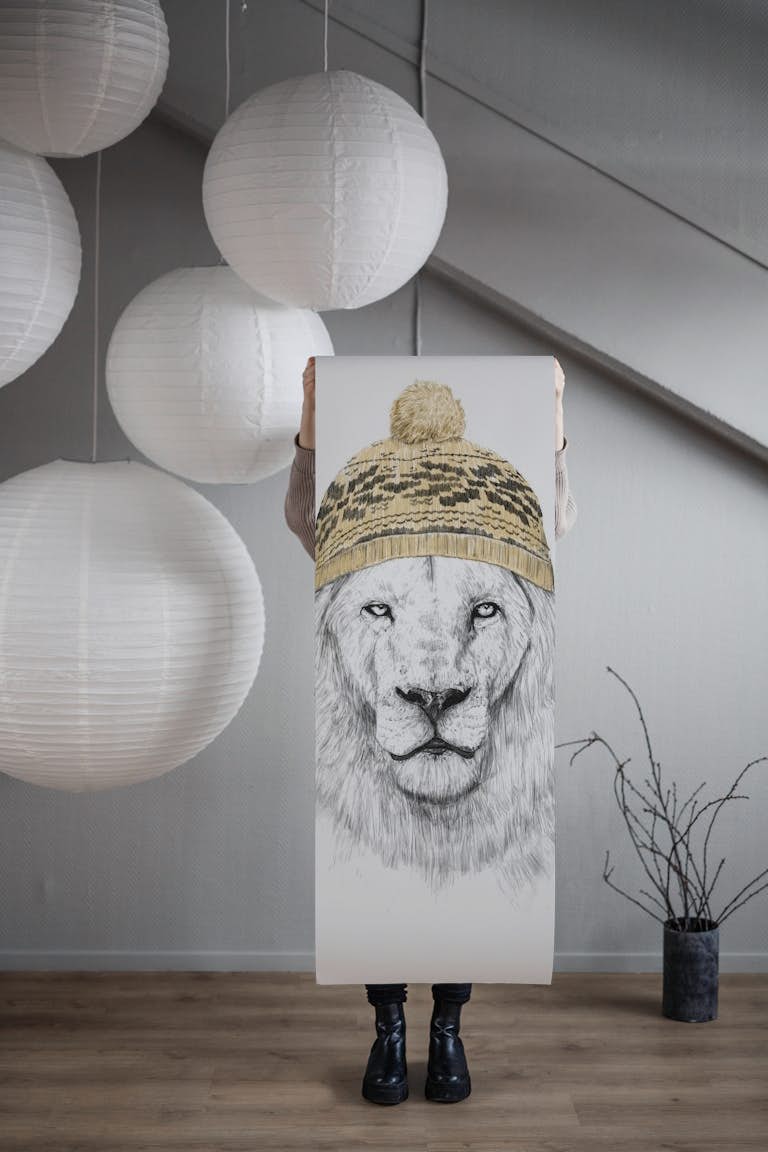 Winter lion papel de parede roll