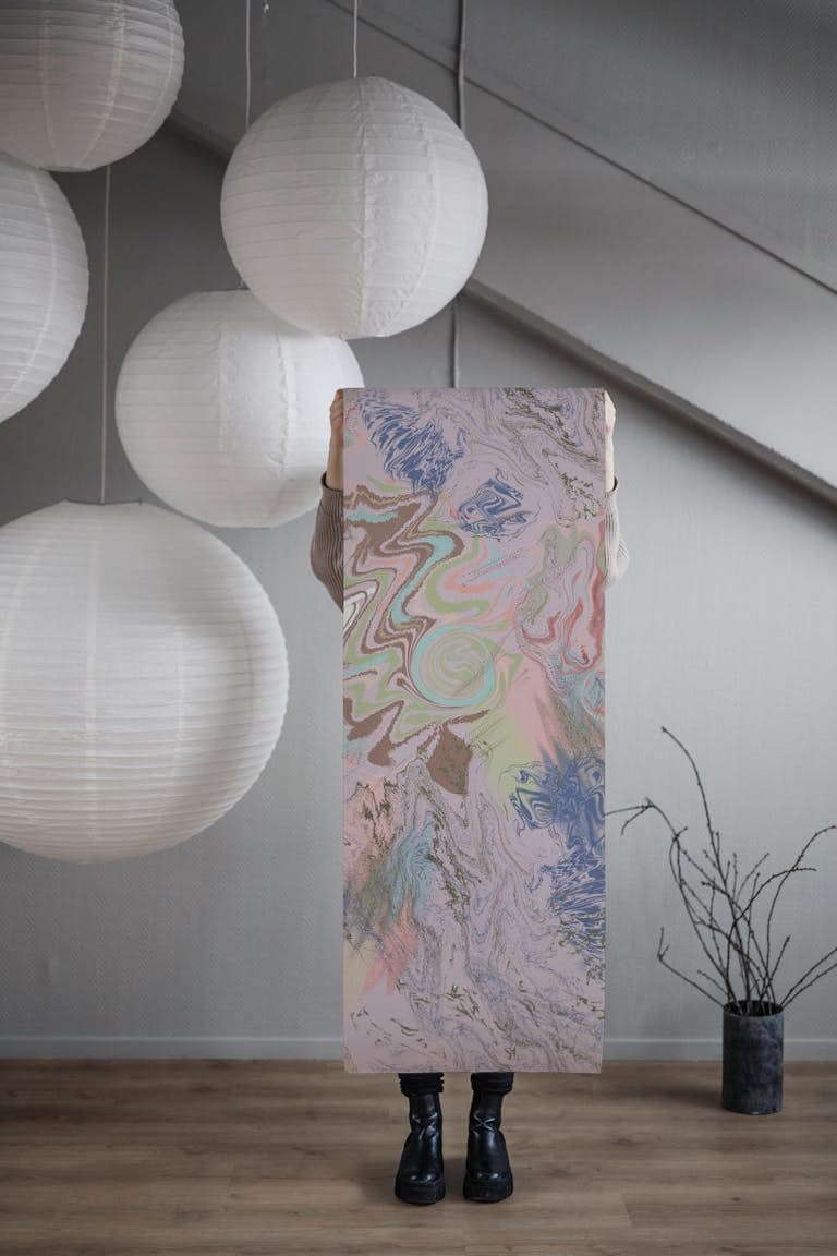 Delicate earth marble pastel behang roll