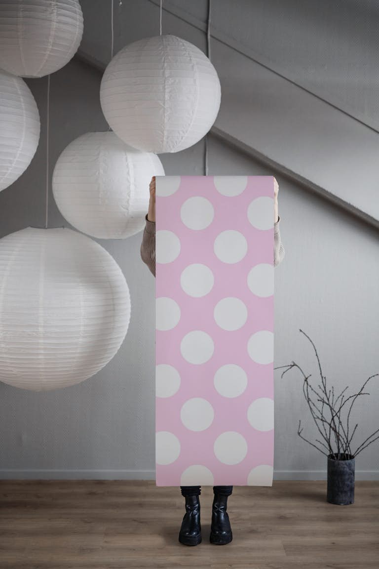 Polka Dots Rose Pink Print wallpaper roll