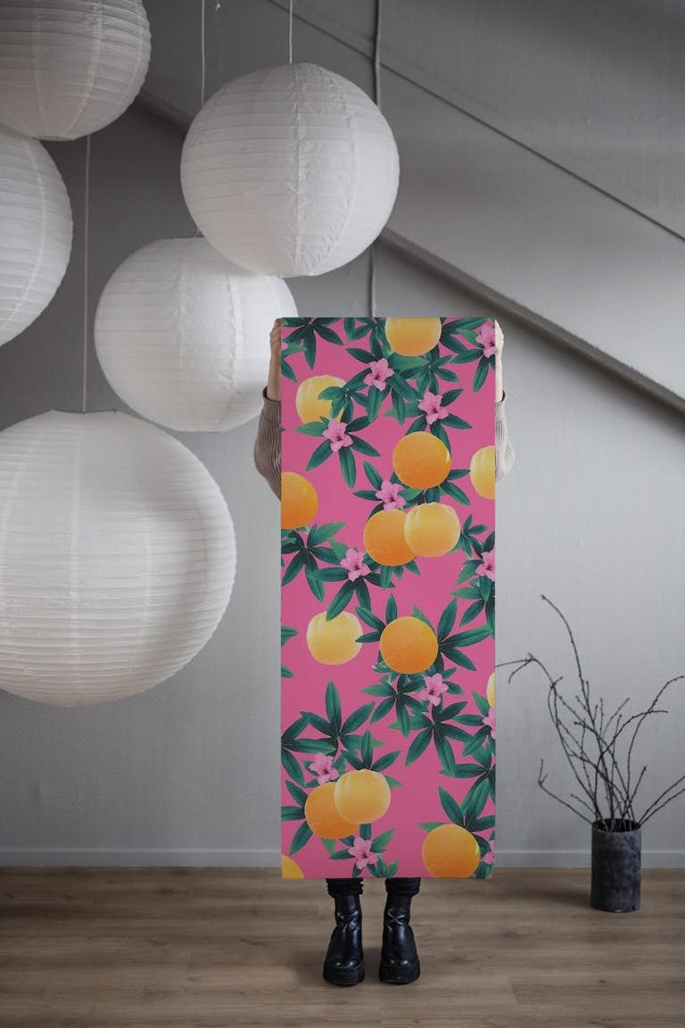 Orange Twist Flower Vibes 1 wallpaper roll