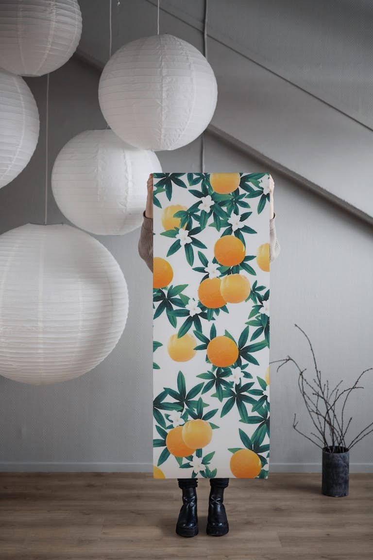Orange Twist Flower Vibes 2 wallpaper roll
