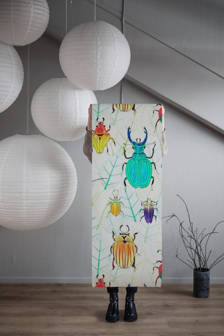 Colorful Beetles of the world papel de parede roll