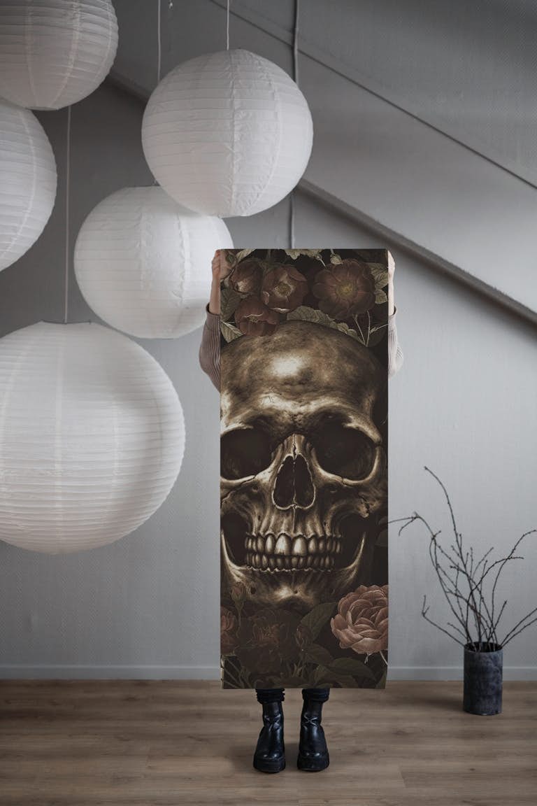 Baroque  Skull And Roses Night Garden wallpaper roll