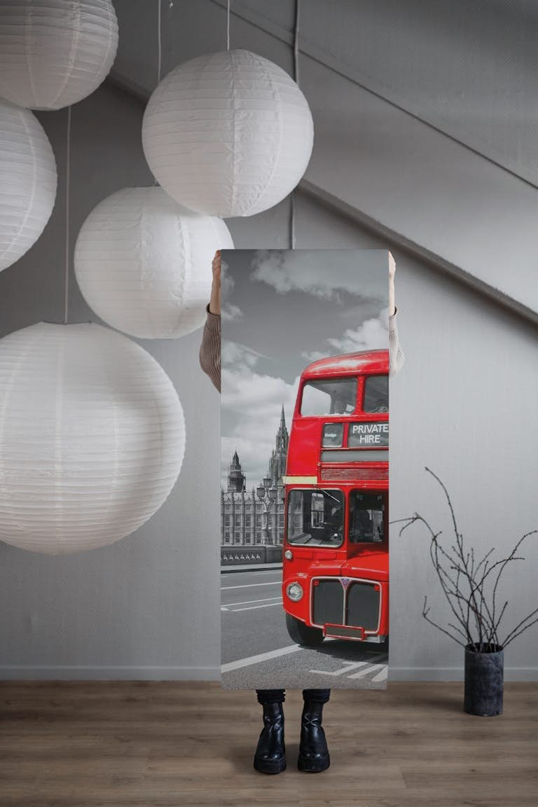 Old Red Buses in London behang roll