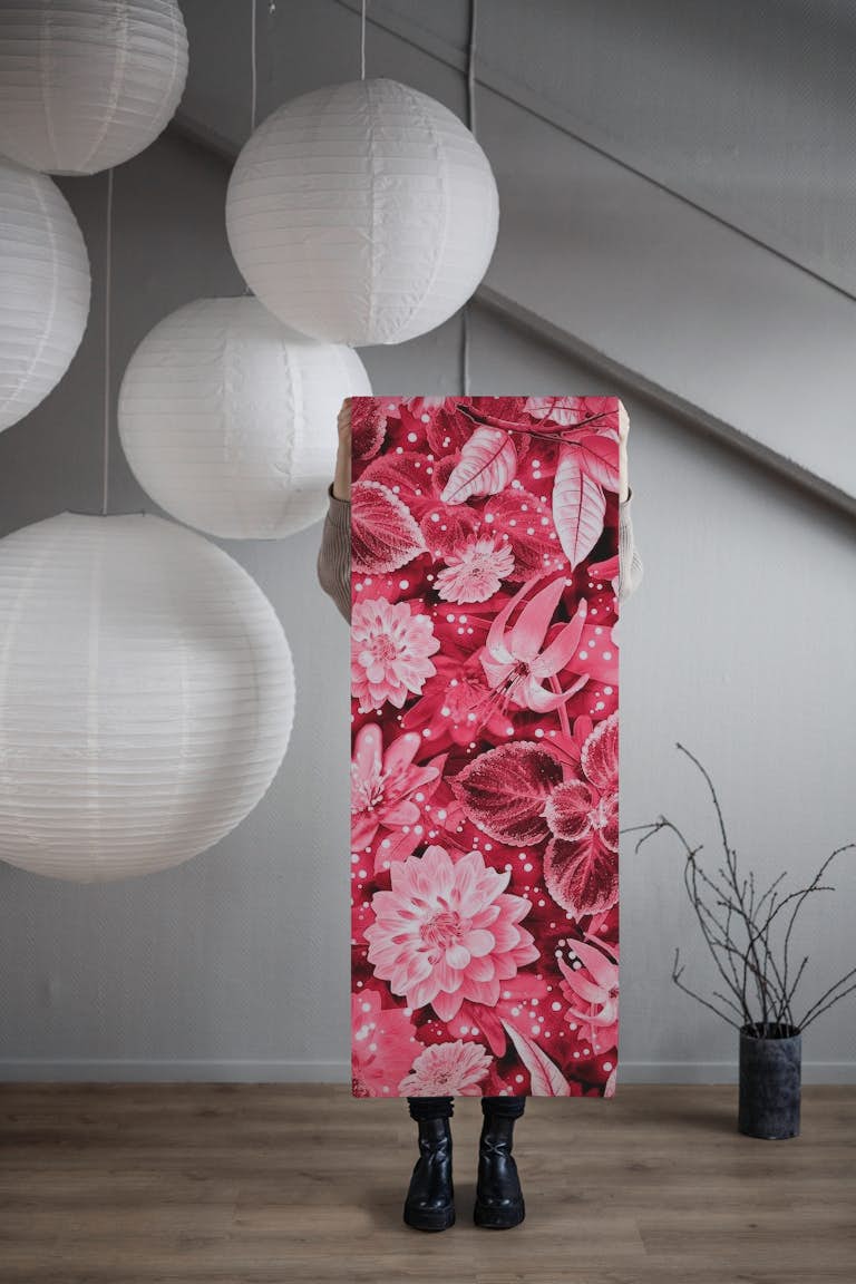 Magenta enchanted garden wallpaper roll