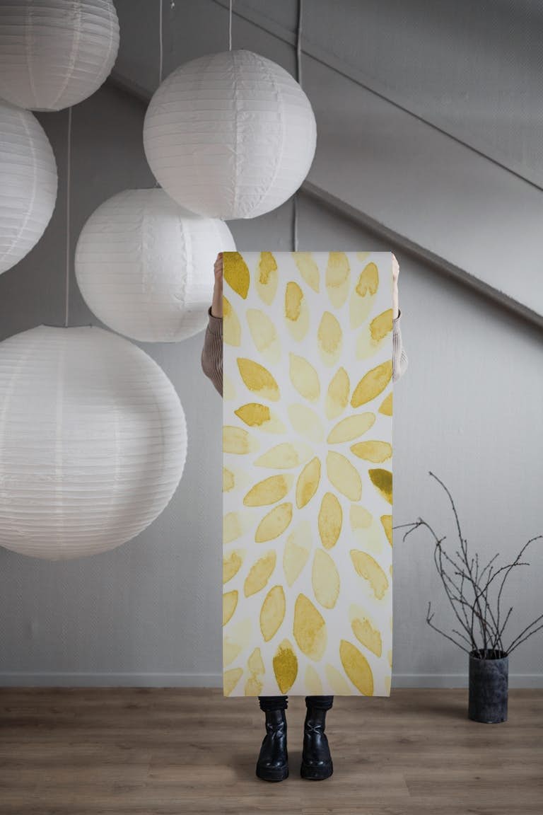 Yellow brush strokes wallpaper roll