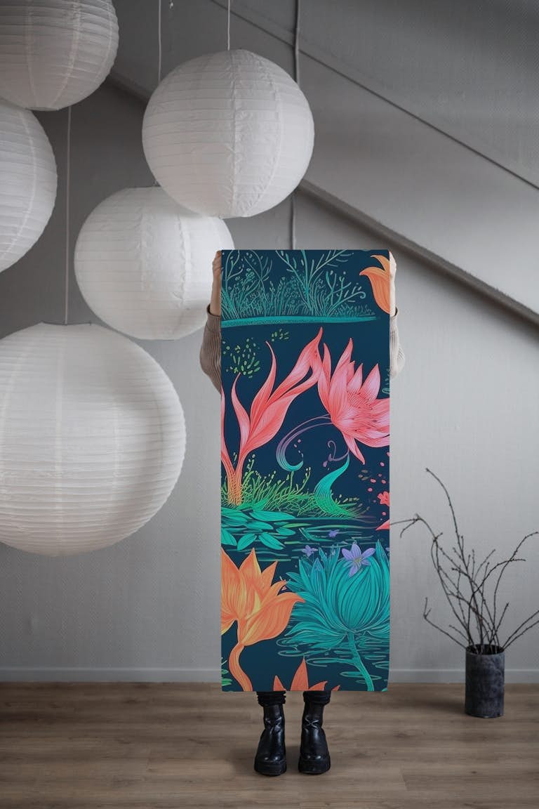 Fluo Flowers wallpaper roll