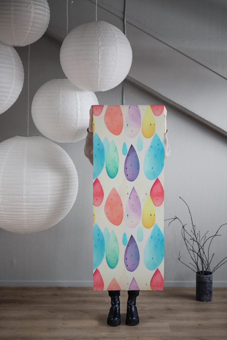Watercolor Rain Drops wallpaper roll